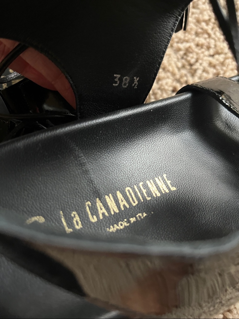 La CANADIENNE Black Patent Strappy Sandal - Picture 3 of 5